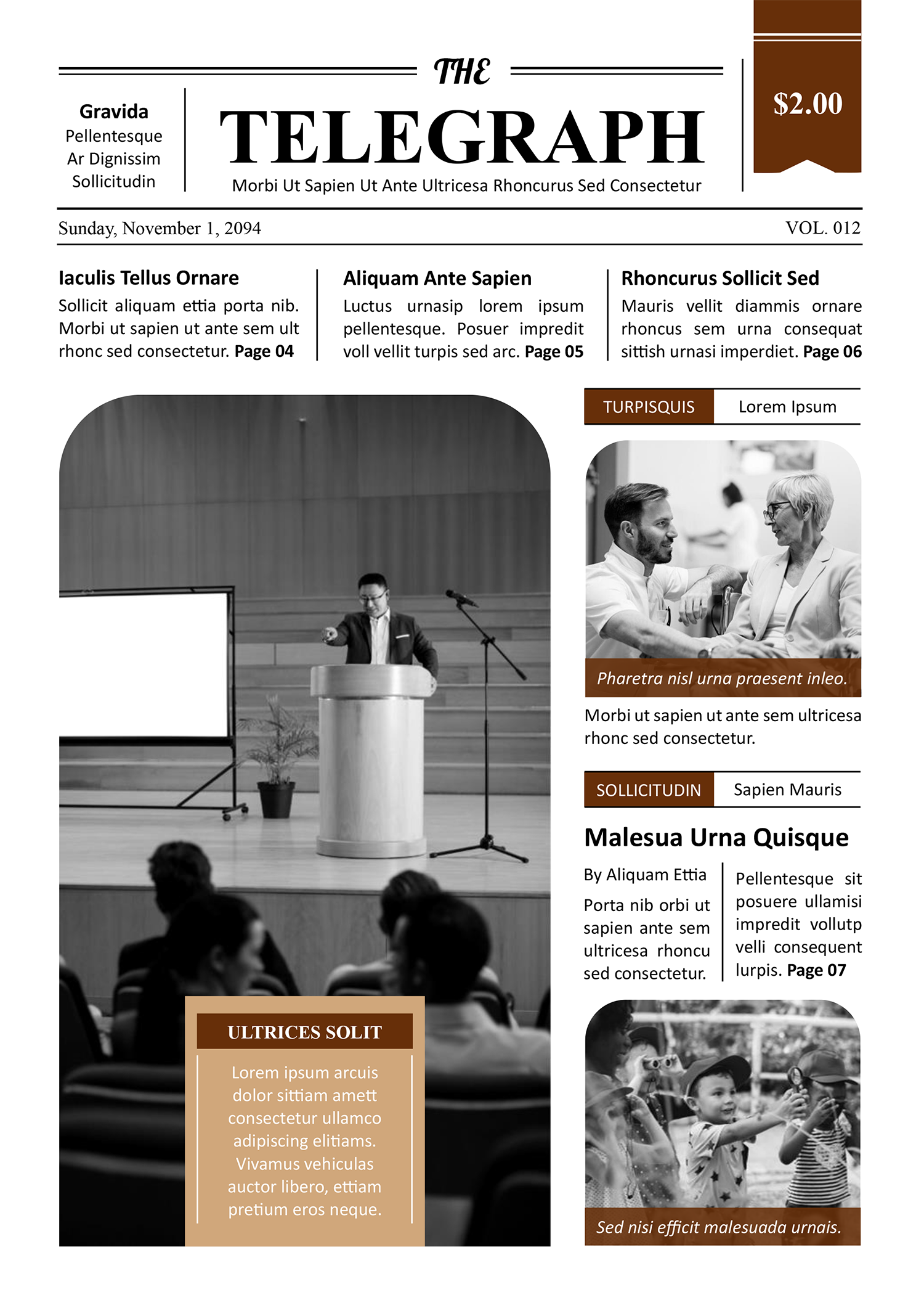 Brown Newspaper Front Page Template - Page 01