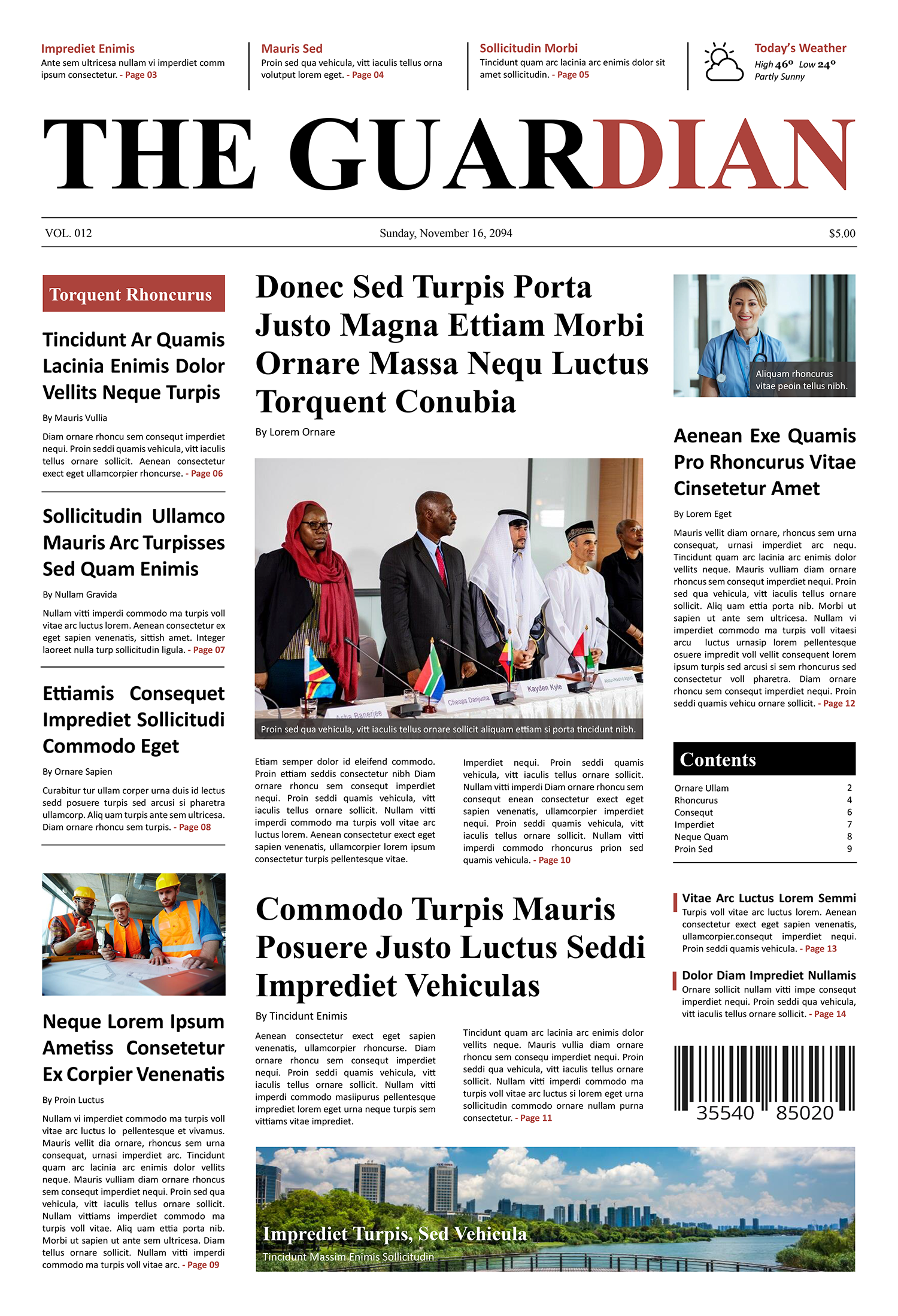 Classic Minimal Newspaper Front Page Template - Page 01