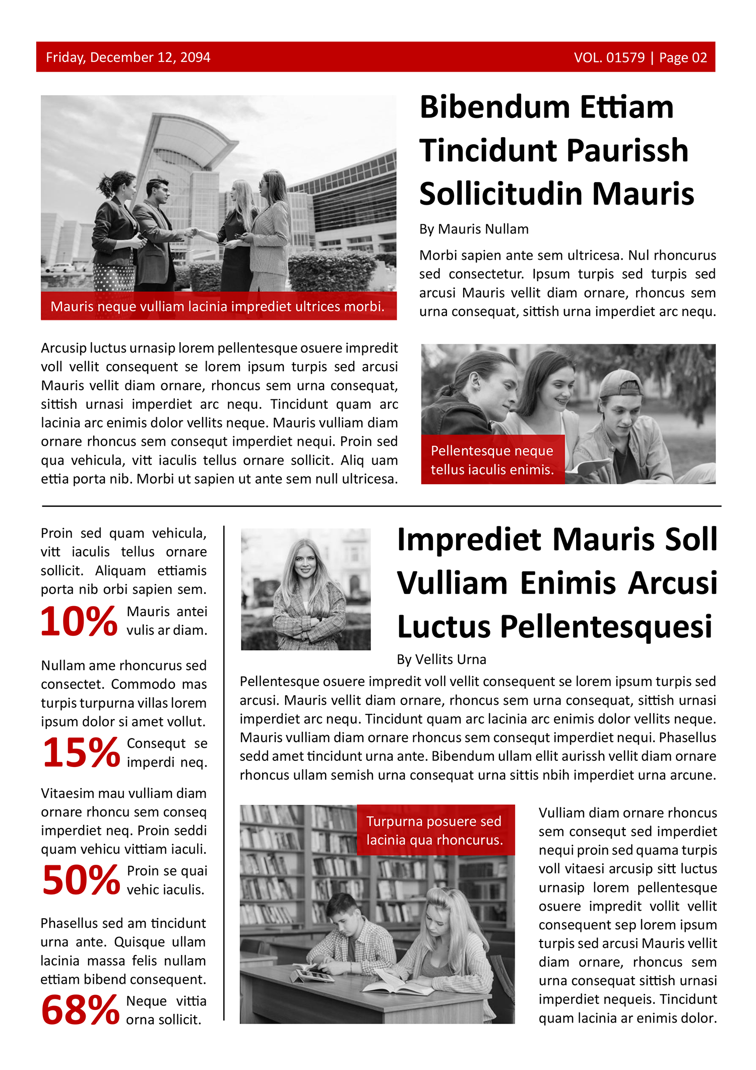 Minimal Red Newspaper Front Page Template - Page 02