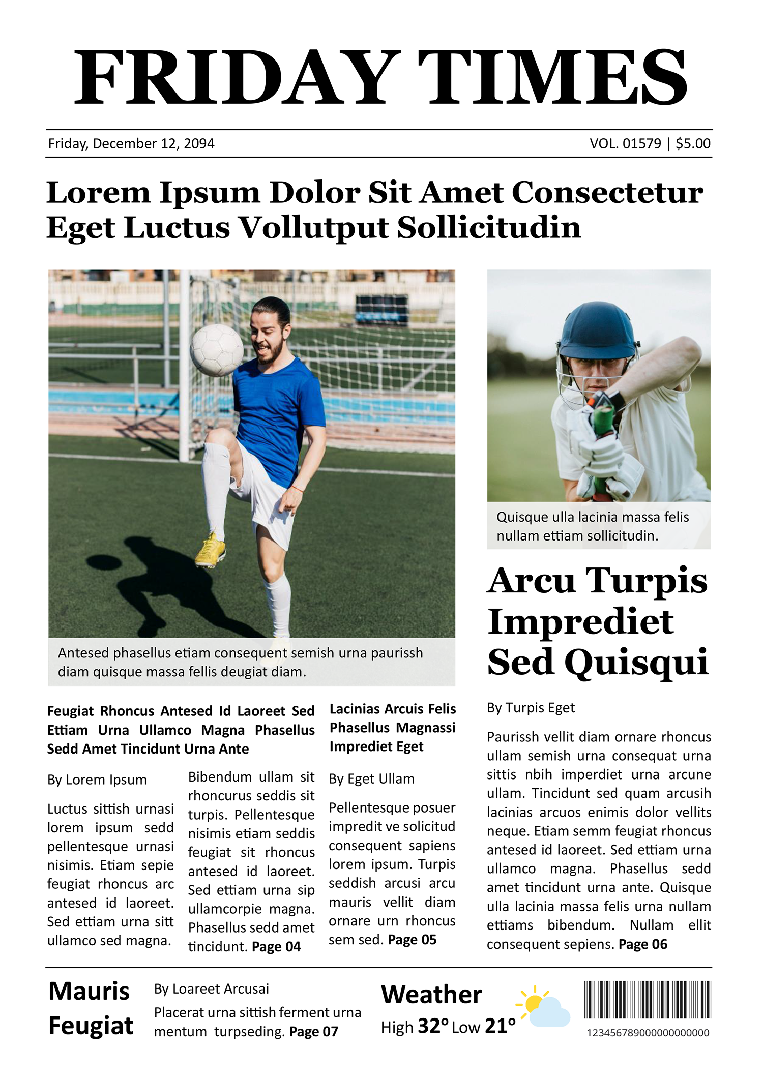 Minimal White Newspaper Front Page Template - Page 01