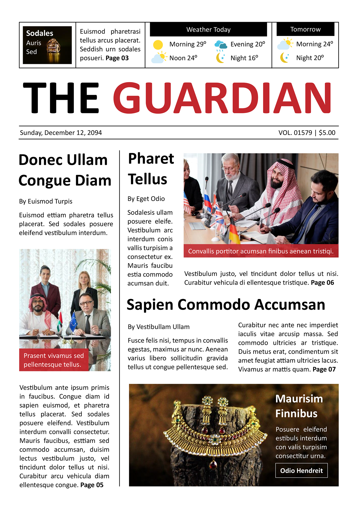 Red Newspaper Front Page Template - Page 01