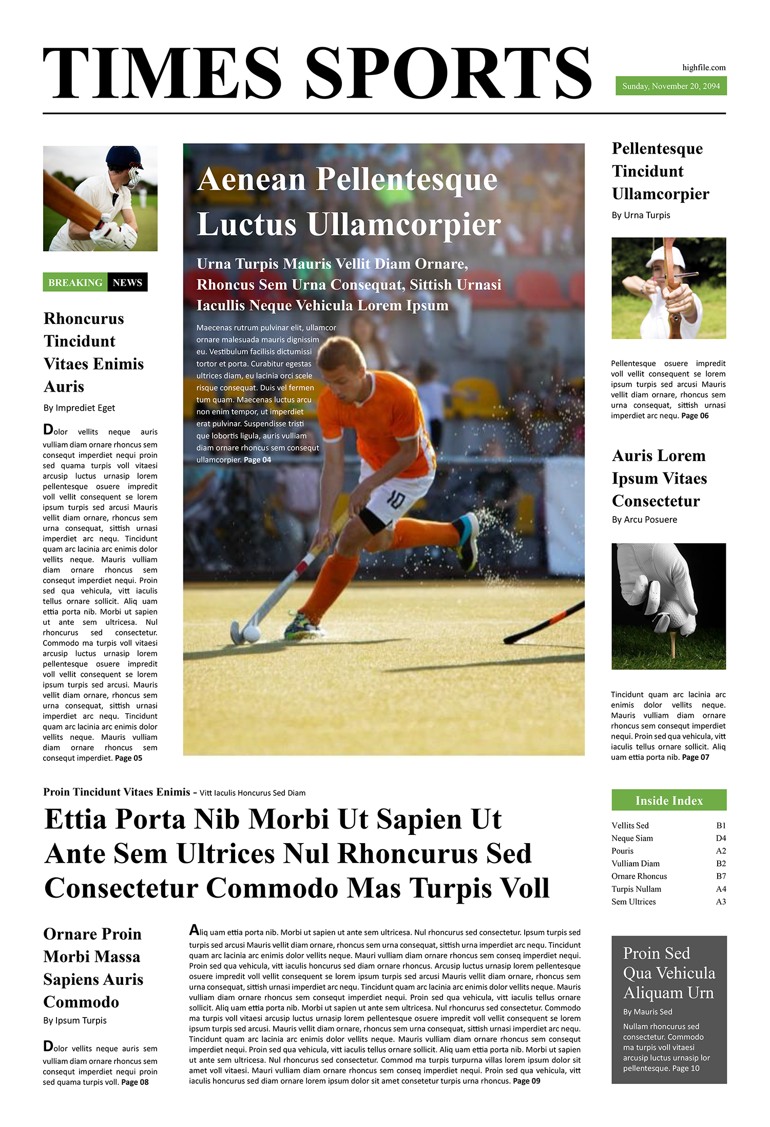 Sports Newspaper Front Page Template - Page 01