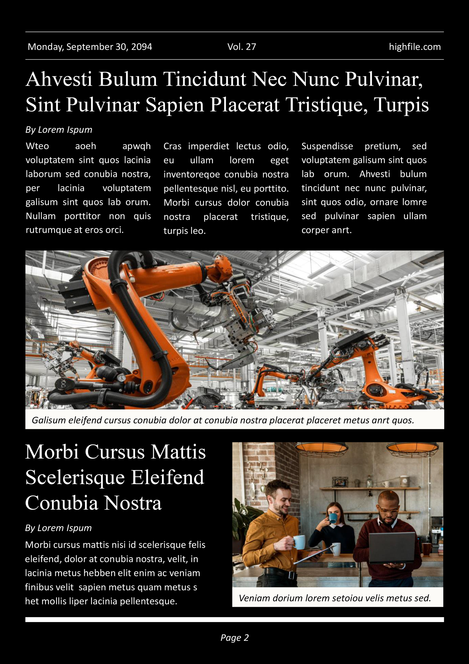 Beige and Black Newspaper Front Page Template - Page 02