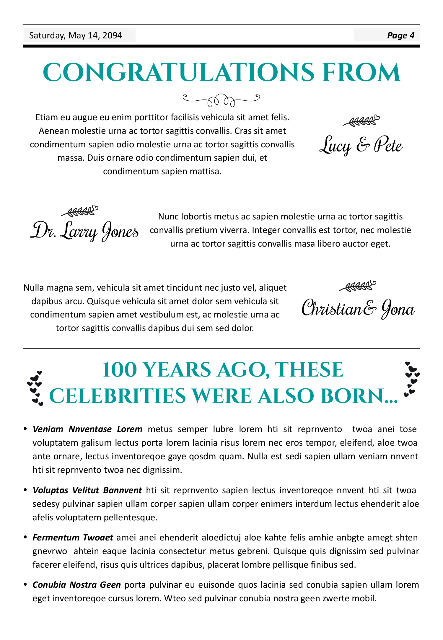100th Birthday Newspaper Template - Page 04