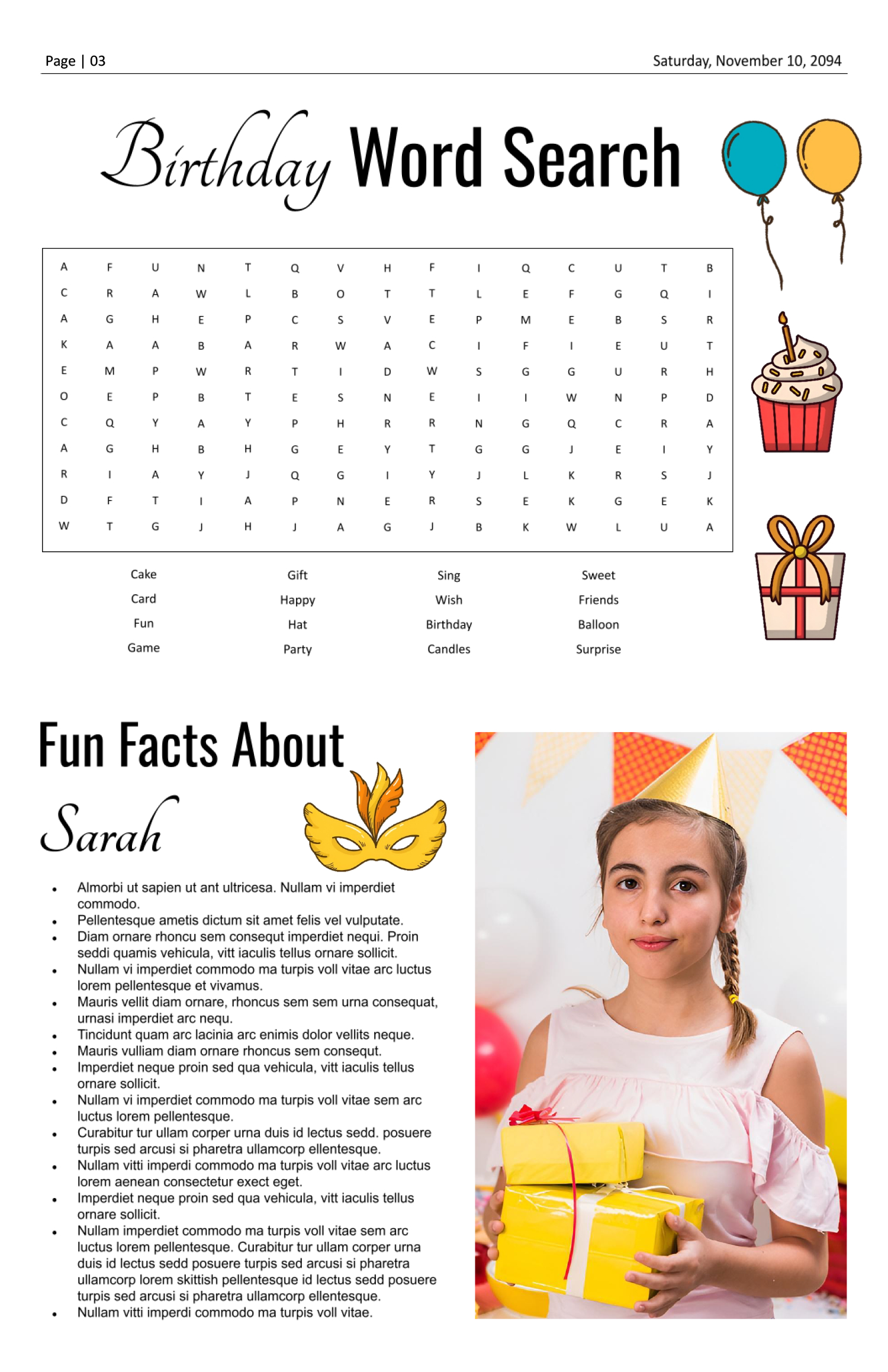 11×17 Tabloid Birthday Newspaper Template - Page 03