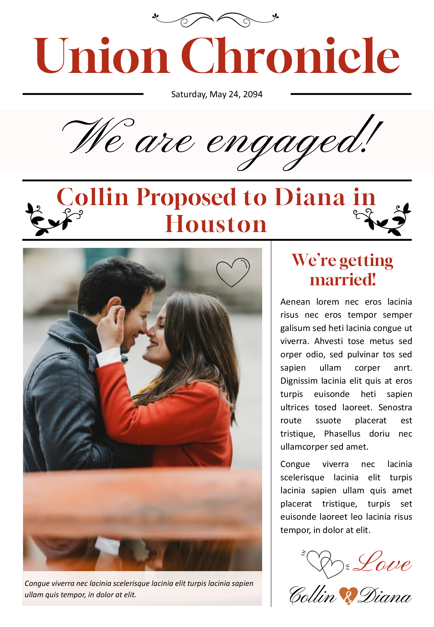 A4 Minimal Engagement Newspaper Template - Front Page