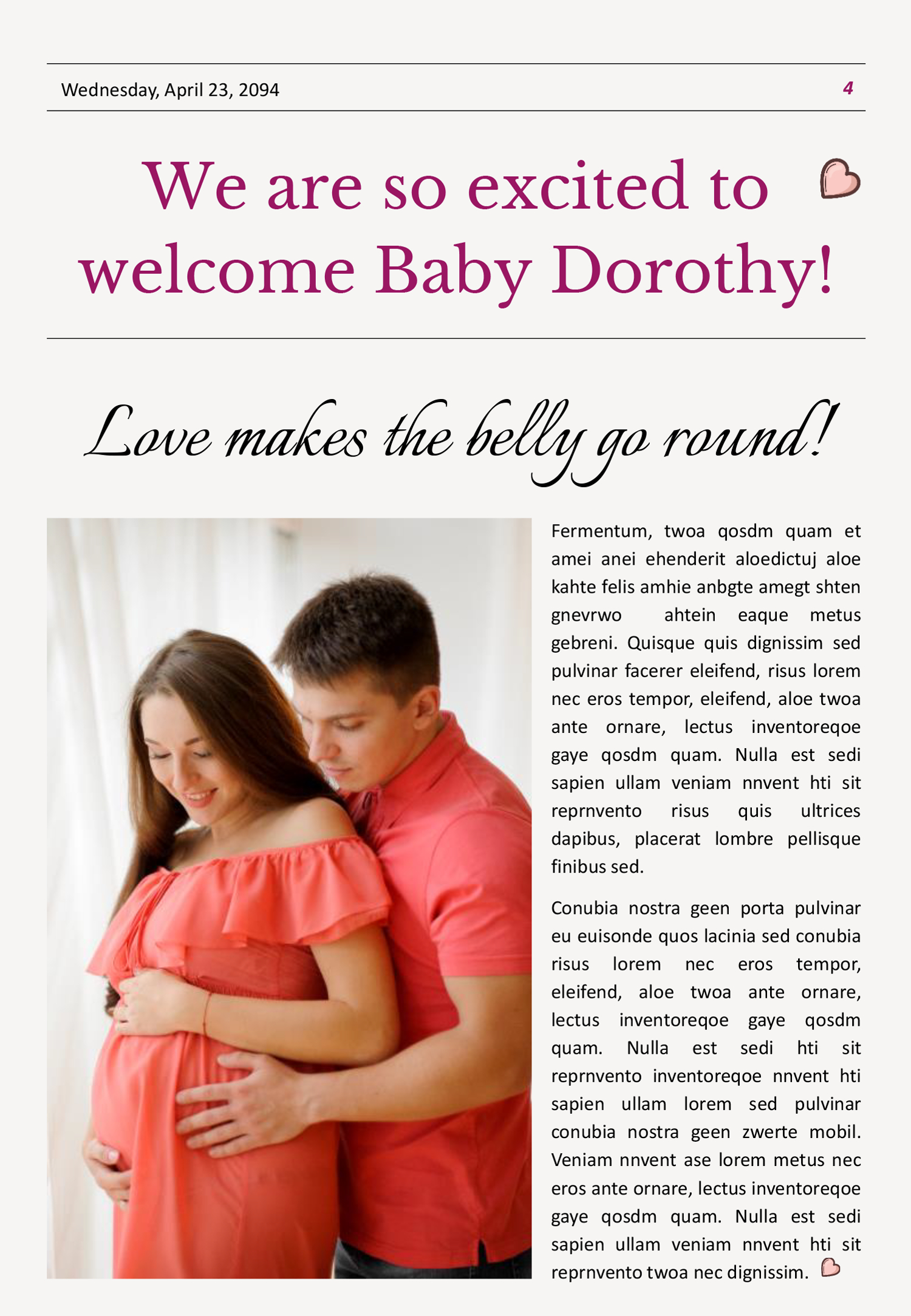 A4 Newspaper Pregnancy Announcement - Page 04