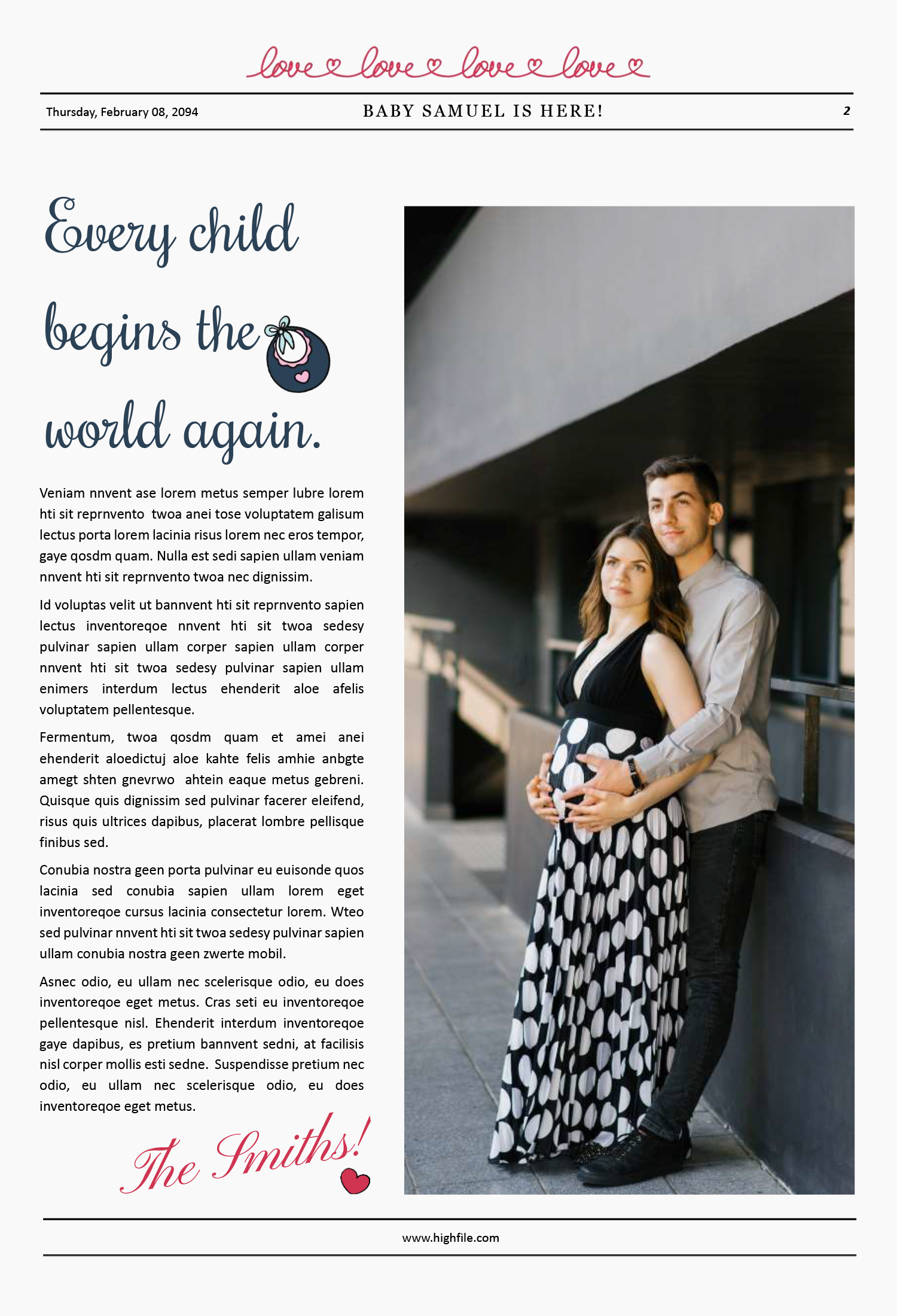 Broadsheet Pregnancy Announcement Newspaper - Page 02