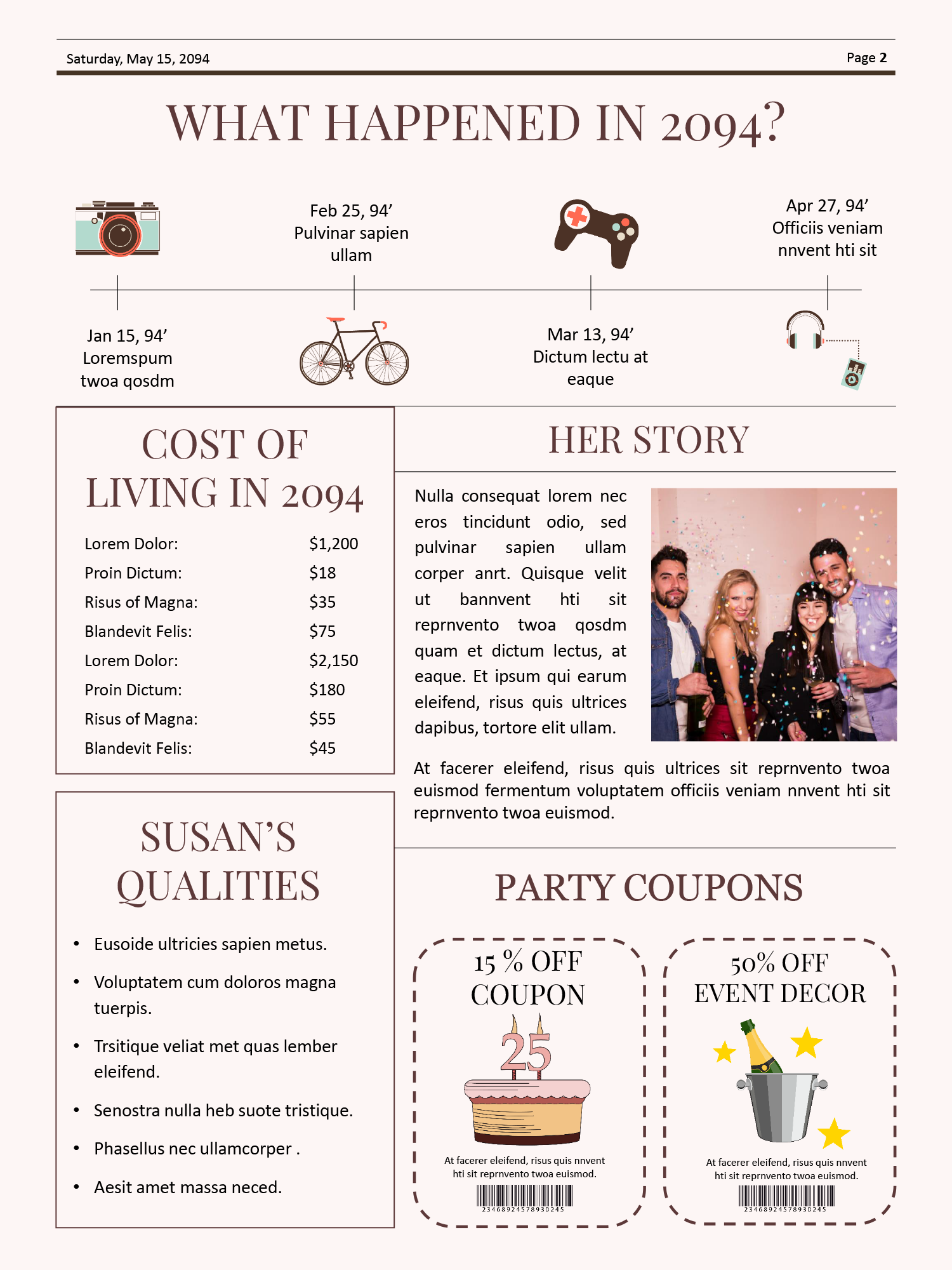 Classic Birthday Newspaper Template - Page 02