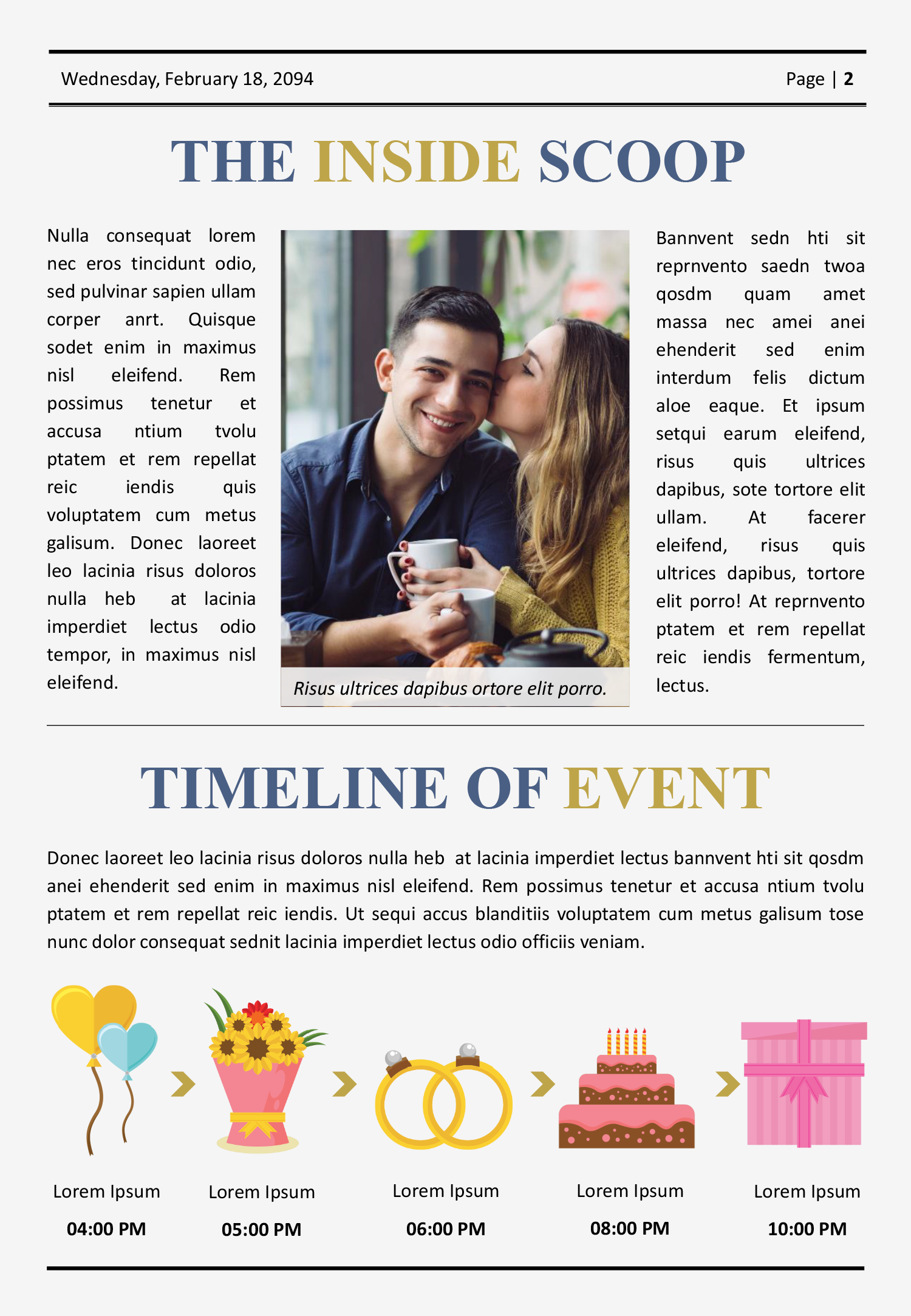 Classic Engagement Newspaper Template - Page 02
