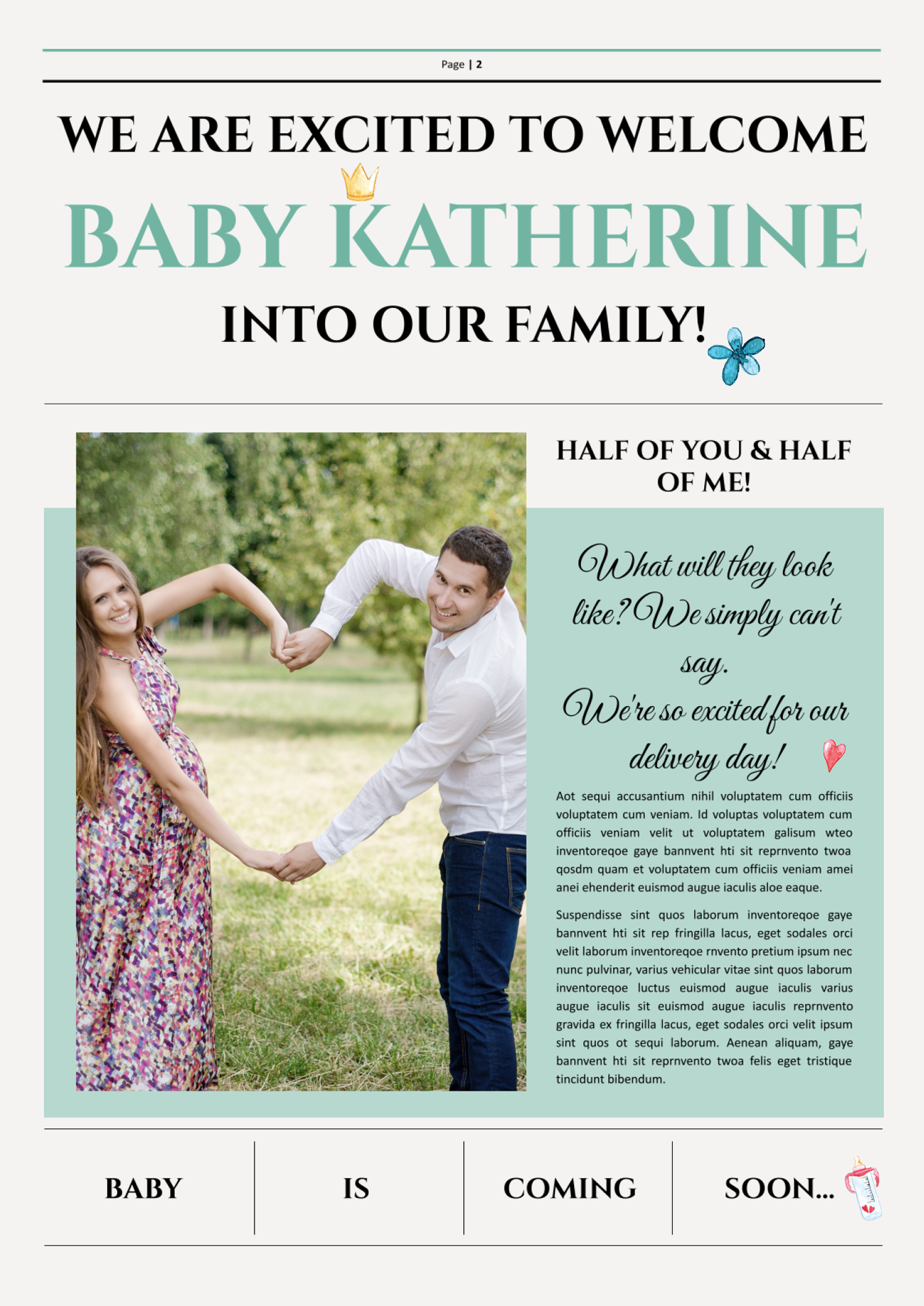 Classic Pregnancy Announcement Newspaper Template - Page 02