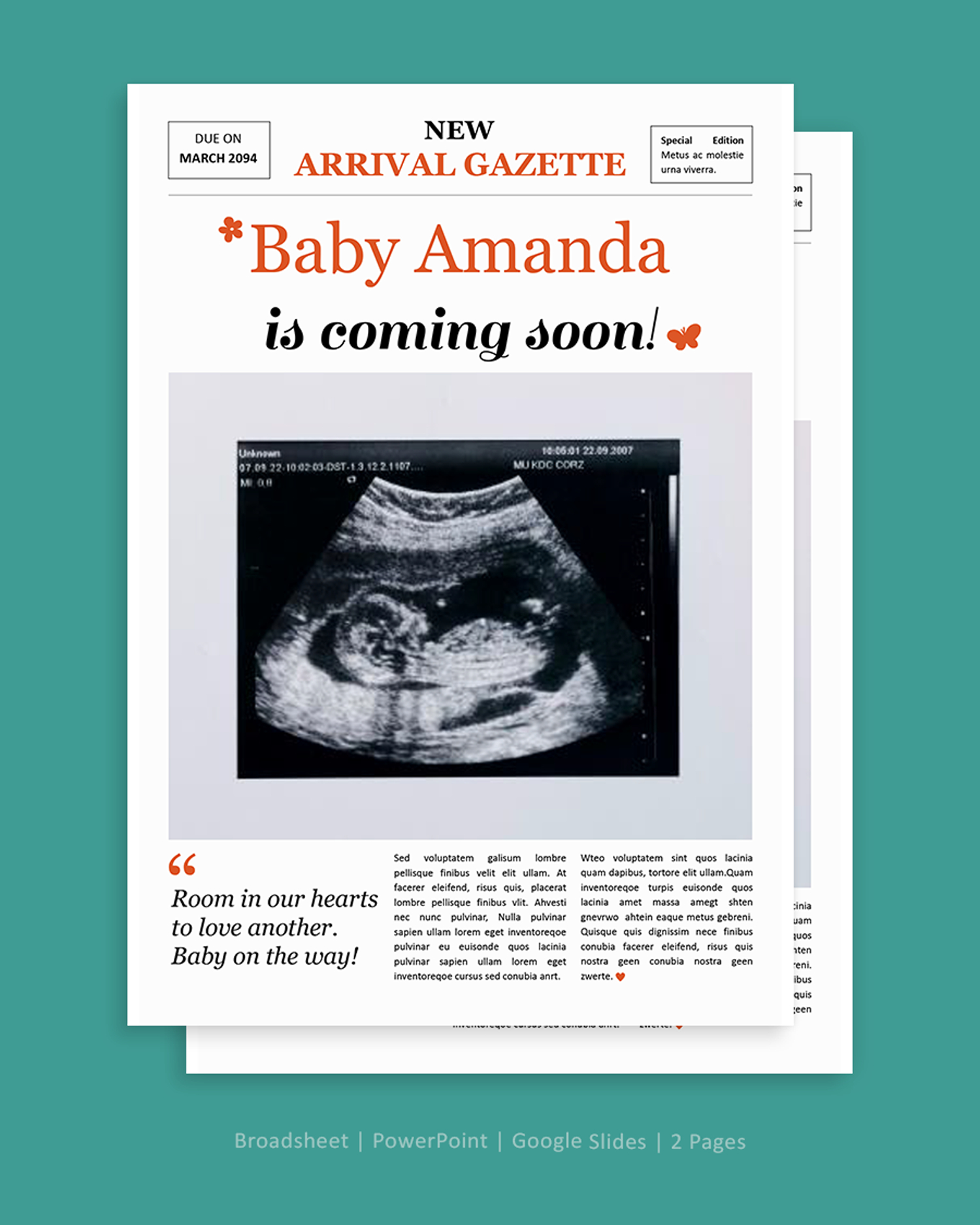 Large Newspaper-Baby Announcement Template - PowerPoint, Google Slides