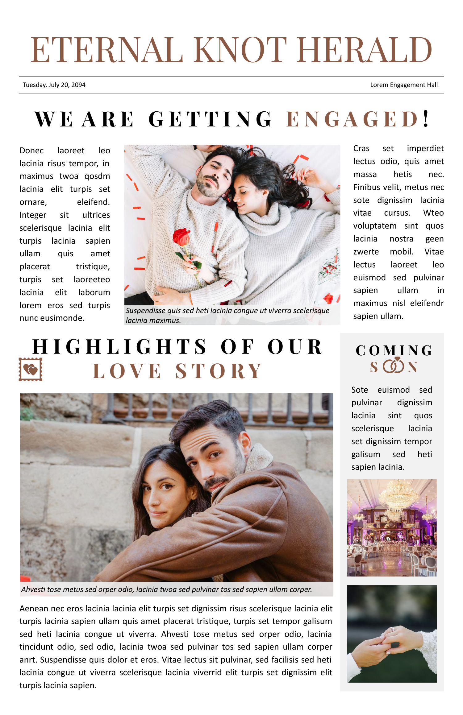 Tabloid Engagement Newspaper Template - Front Page
