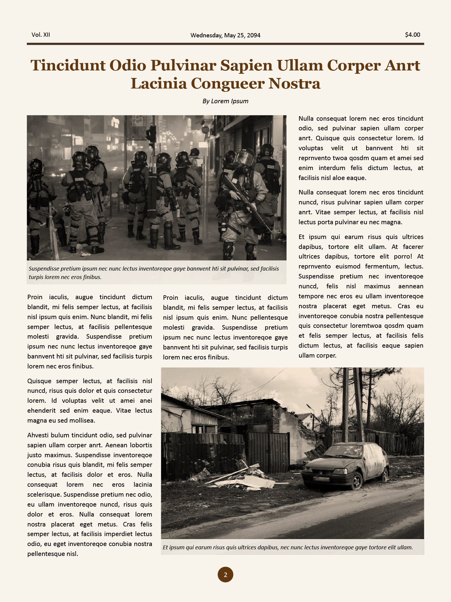 Vintage Style A3 Newspaper Template - Page 02