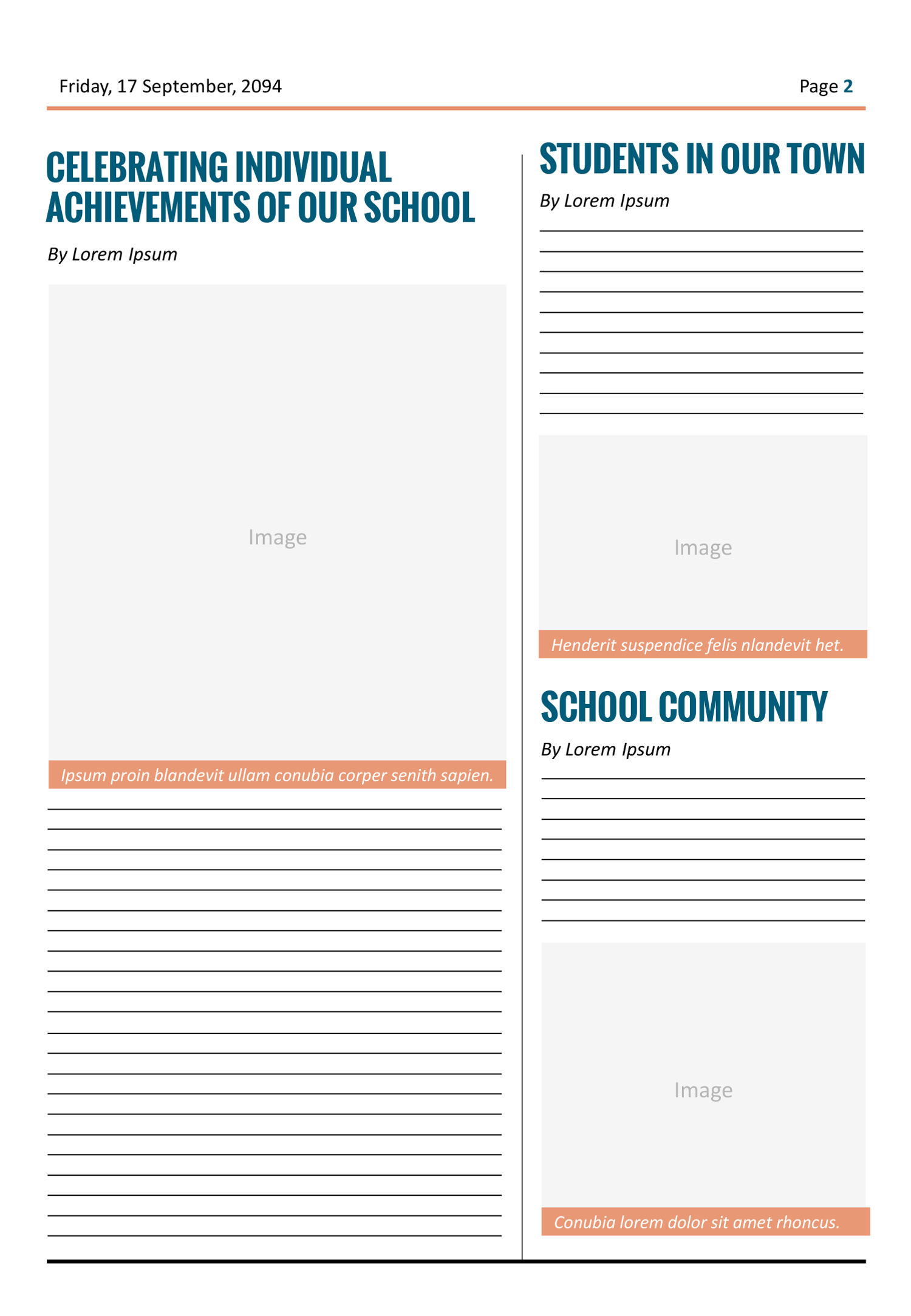 Blank Yearly News School Newspaper Template - Page 02
