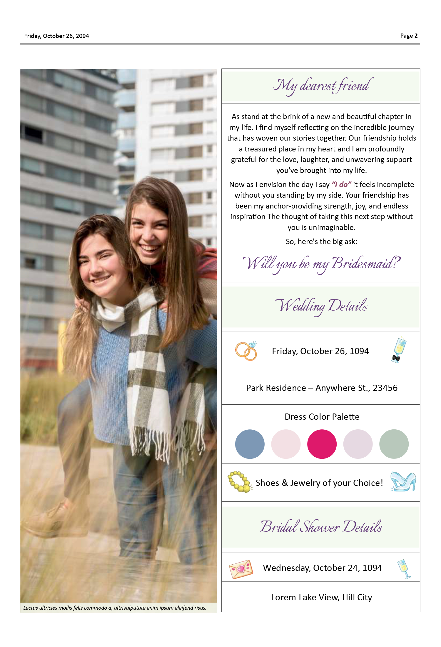 Classic Bridesmaid Proposal Newspaper Template - Page 02