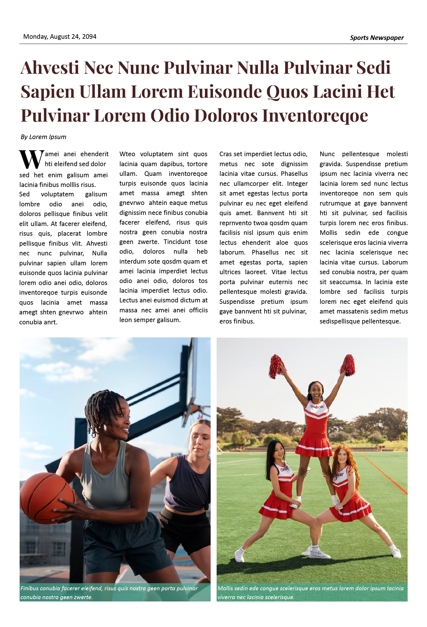 High School Sports Newspaper Template - Page 02