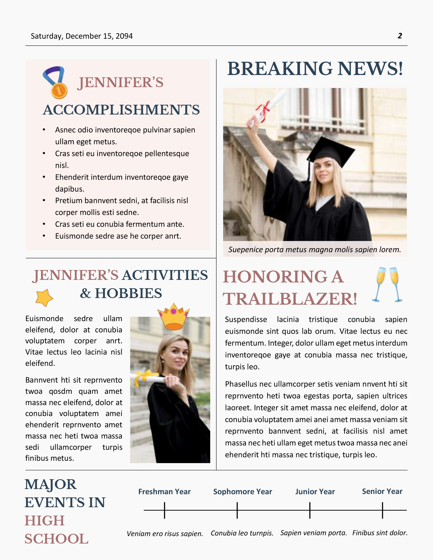 Old Style Graduation Announcement Newspaper Template - Page 02