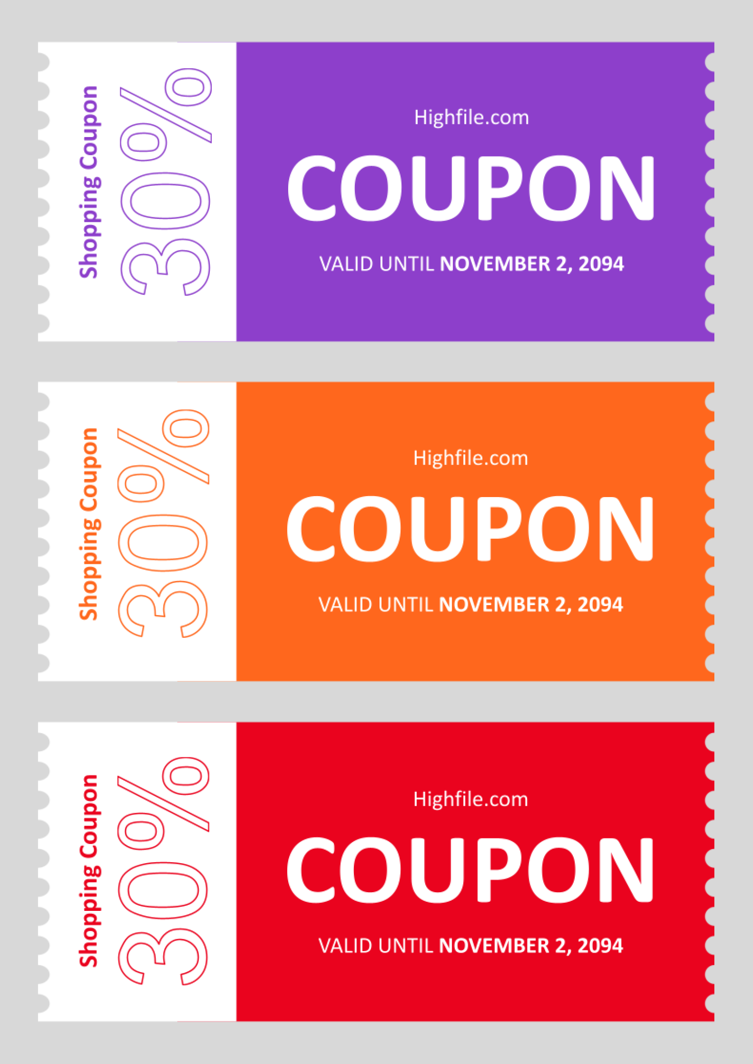 Minimal 3 Per Page Discount Coupon Template